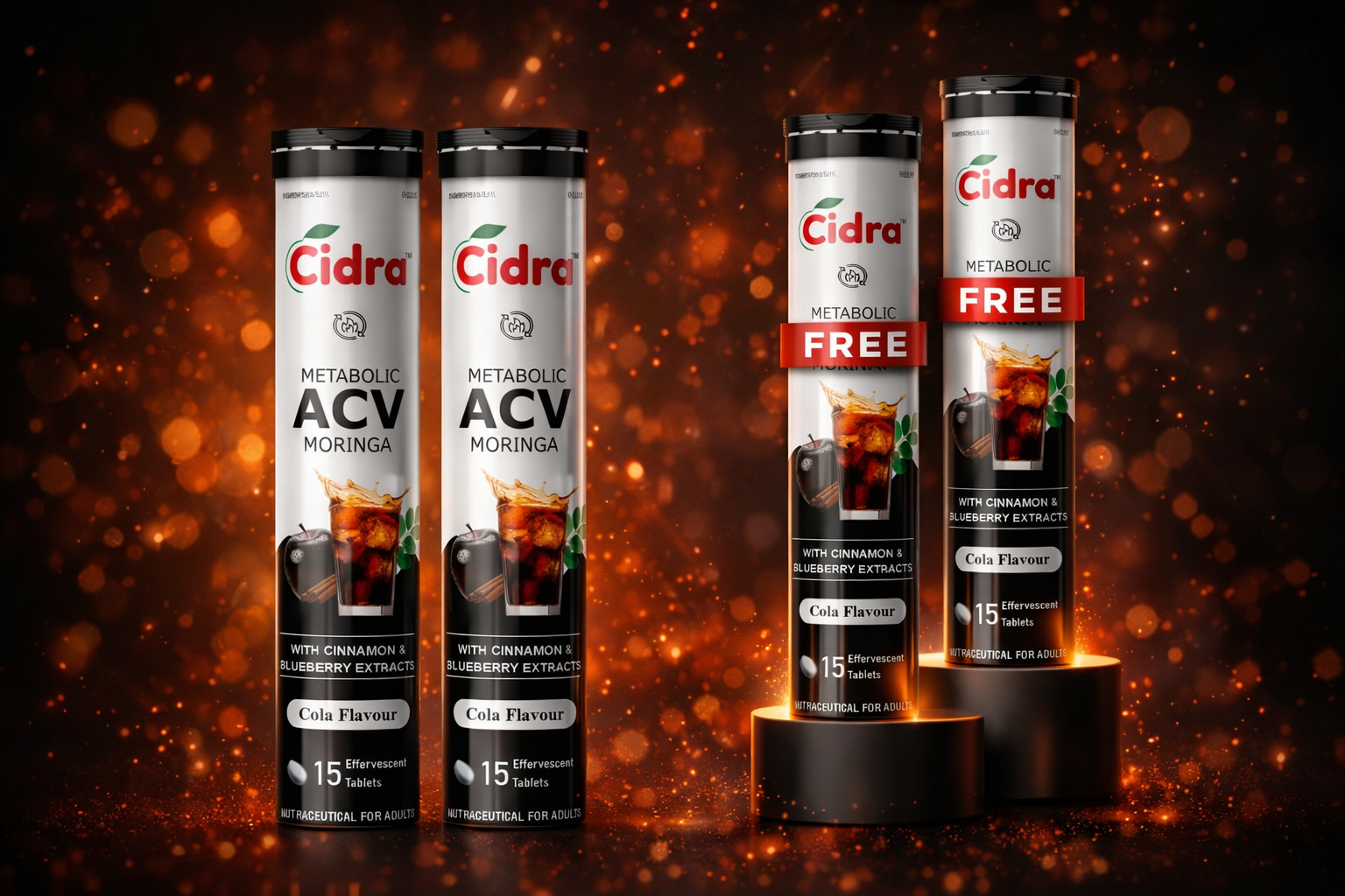 Cidra Metabolic ACV Moringa Effervescent Tablets – Cola Flavour Buy 2 Get 2 FREE – Limited Time Cidra Offer