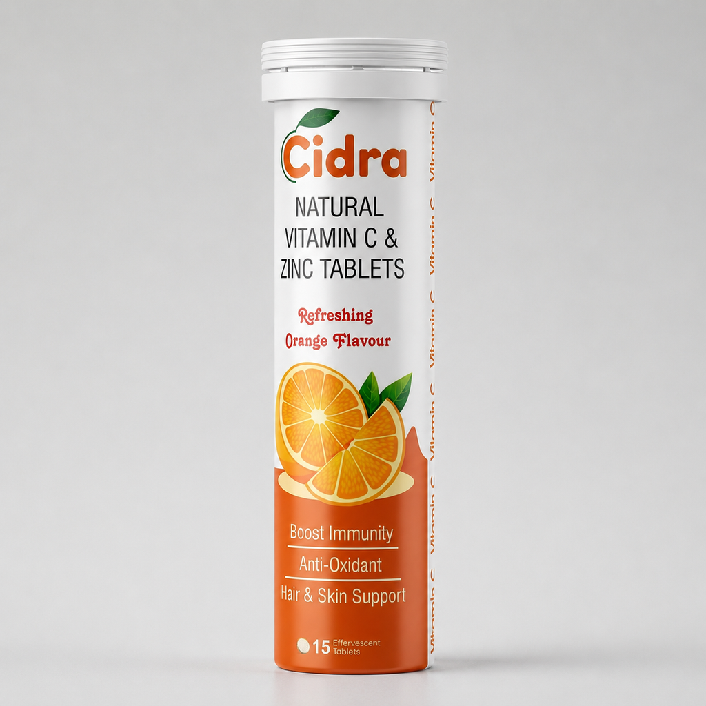 Cidra Natural Vitamin C & Zinc Effervescent Tablets – Buy 2 Get 2 FREE | Immunity & Antioxidant Support Drink